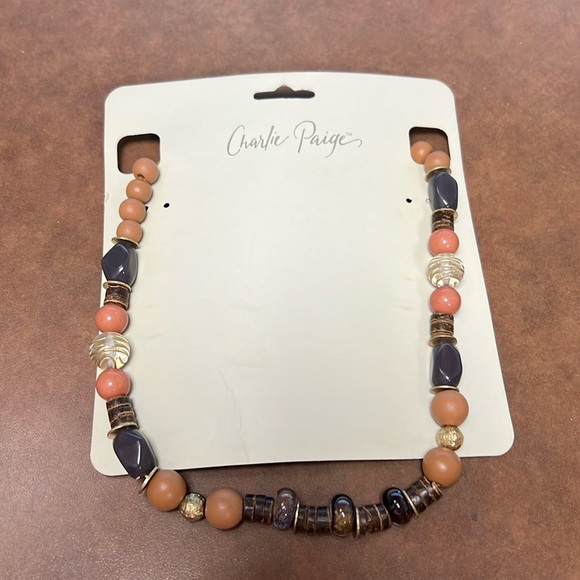 Charlie Paige Wooden Bead Boho Statement Necklace - Picture 1 of 4